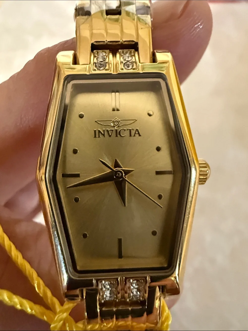 Invicta Gold and Silver Hexagonal Dial Bracelet Watch womens